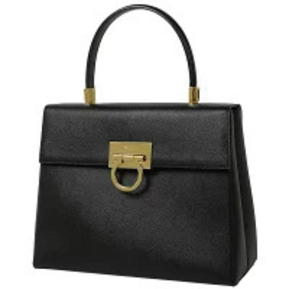 Salvatore Ferragamo Gancini 2way Shoulder Bag Leather Black